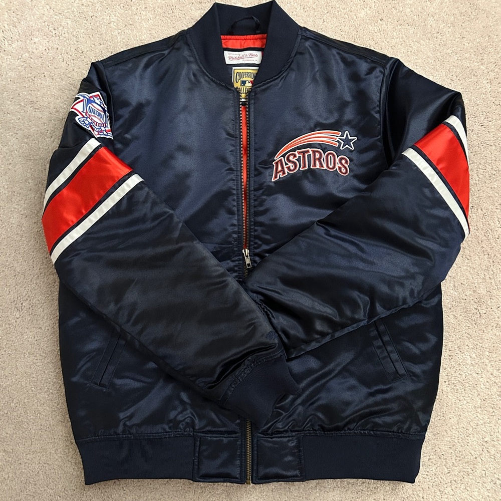 Mitchell & Ness Astros Navy and Orange Bomber Jacket